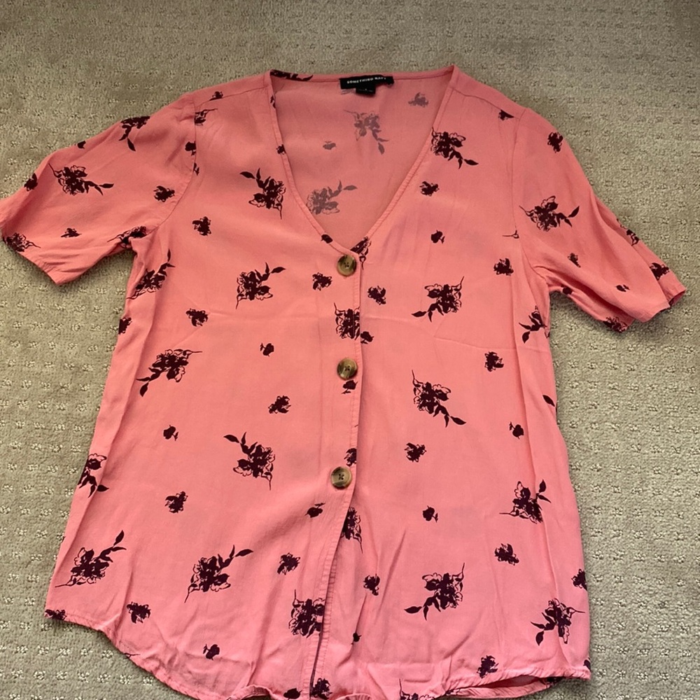 Something Navy floral blouse
